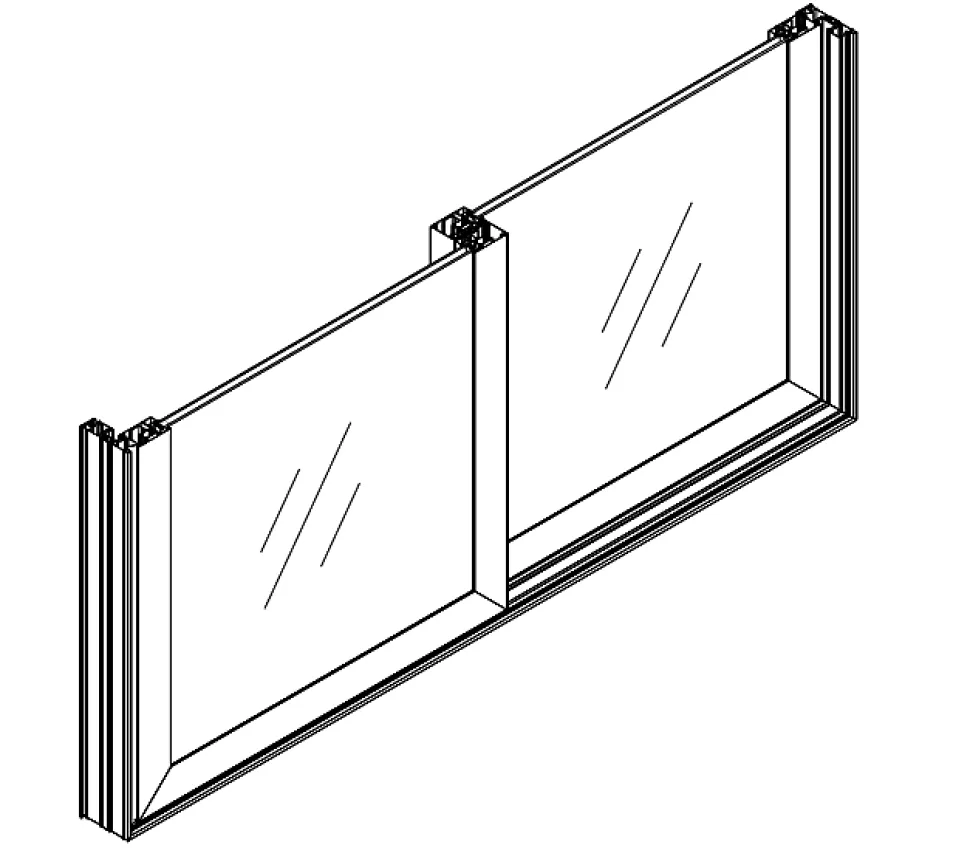 Châssis coulissant en aluminium 2 ventaux DMBG Pro (L.:2400mm x H.:2150mm) Gris antracite RAL 7016