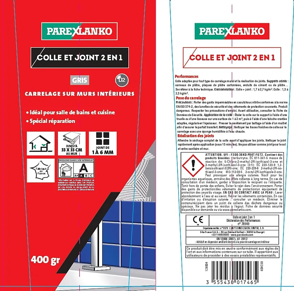 Colle & joint pâte gris Parexlanko 1,5 kg
