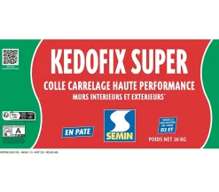 Colle pour Carrelage Haute Performance Kedofix Semin, Prêt à l'emploi, Intérieur/extérieur, seau de 20 kg