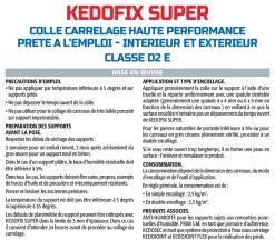 Colle pour Carrelage Haute Performance Kedofix Semin, Prêt à l'emploi, Intérieur/extérieur, seau de 20 kg