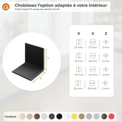 Corniere PVC 50x50mm QUEST, Profile d angle autocollant, Protection murale, 200 cm, noir