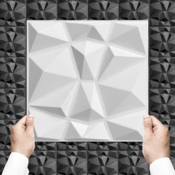 3D PVC panneaux muraux decor gaming chambre mur plafond effet 3D diamant blanc plaques PVC decoration 30x30cm 0.09m²