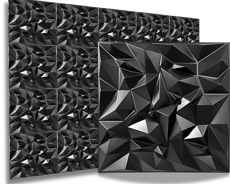 3D PVC panneaux muraux decor gaming chambre mur plafond effet 3D mirror noir plaques PVC decoration 0.25m²
