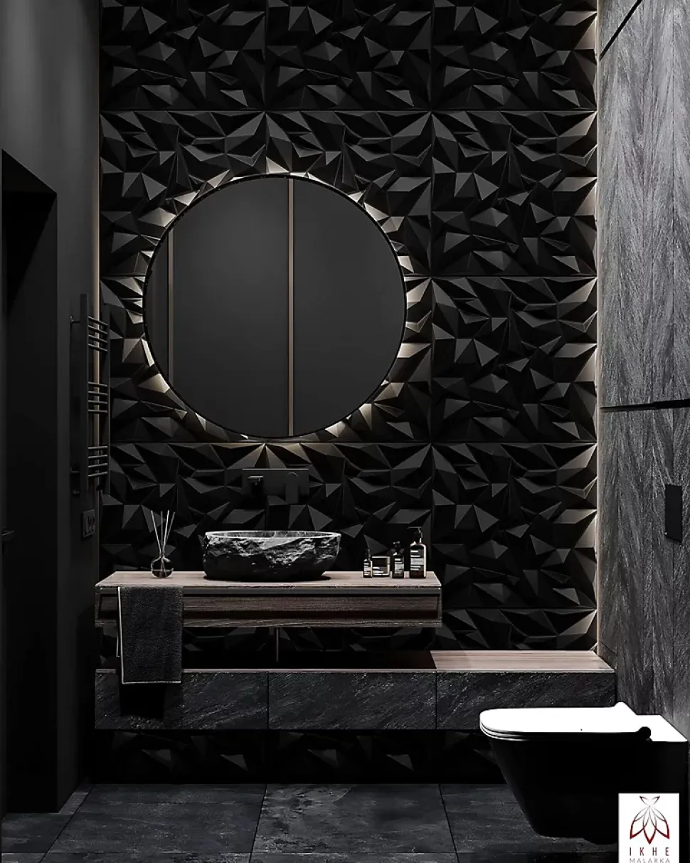 3D PVC panneaux muraux decor gaming chambre mur plafond effet 3D mirror noir plaques PVC decoration 0.25m²