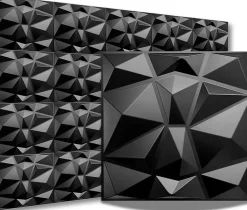 3D PVC panneaux muraux decor gaming chambre mur plafond effet 3D diamant noir plaques PVC decoration 0.25m²