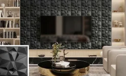 3D PVC panneaux muraux decor gaming chambre mur plafond effet 3D diamant noir plaques PVC decoration 30x30cm 0.09m²