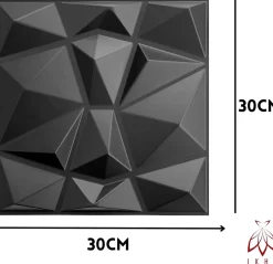 3D PVC panneaux muraux decor gaming chambre mur plafond effet 3D diamant noir plaques PVC decoration 30x30cm 0.09m²