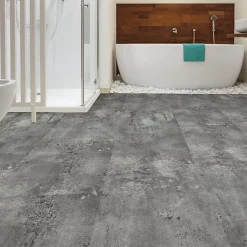 Dalle large sol vinyle rigide Performance - Click à plat - Béton gris argenté - Paquet de 2,51 m²