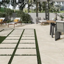 Dalle sur plots BODO BEIGE 60x60x2 cm effet pierre antidérapant R11