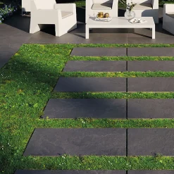 Dalle sur plots effet pierre Onyx 2cm anthracite R11 60x120 cm - Réflex boutique