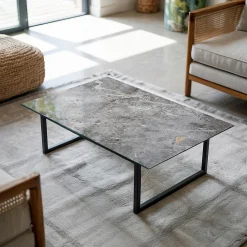 Dessus de table en verre trempé Wallfluent 100x70 cm Motif naturel de marbre