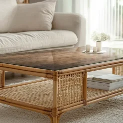 Dessus de table en verre trempé Wallfluent 100x50 cm Structure de planches en bois