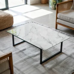 Dessus de table en verre trempé Wallfluent 100x70 cm Motif de surface en marbre