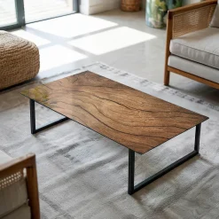 Dessus de table en verre trempé Wallfluent 100x50 cm Motif bois