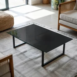 Dessus de table en verre trempé Wallfluent 100x70 cm Couleur noire lisse