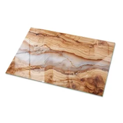 Dessus de table en verre trempé Wallfluent 100x70 cm Bois naturel avec résine