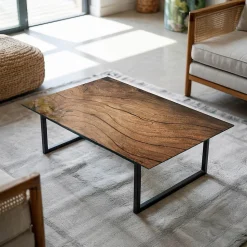 Dessus de table en verre trempé Wallfluent 100x70 cm Motif bois
