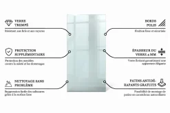 Dessus de table en verre trempé Wallfluent 100x50 cm Transparent