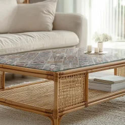 Dessus de table en verre trempé Wallfluent 100x70 cm Motif mosaïque avec ornements