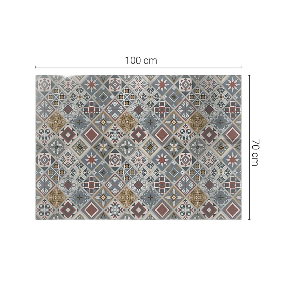 Dessus de table en verre trempé Wallfluent 100x70 cm Motif mosaïque avec ornements