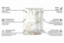 Dessus de table en verre trempé Wallfluent 100x70 cm Motif mosaïque avec ornements