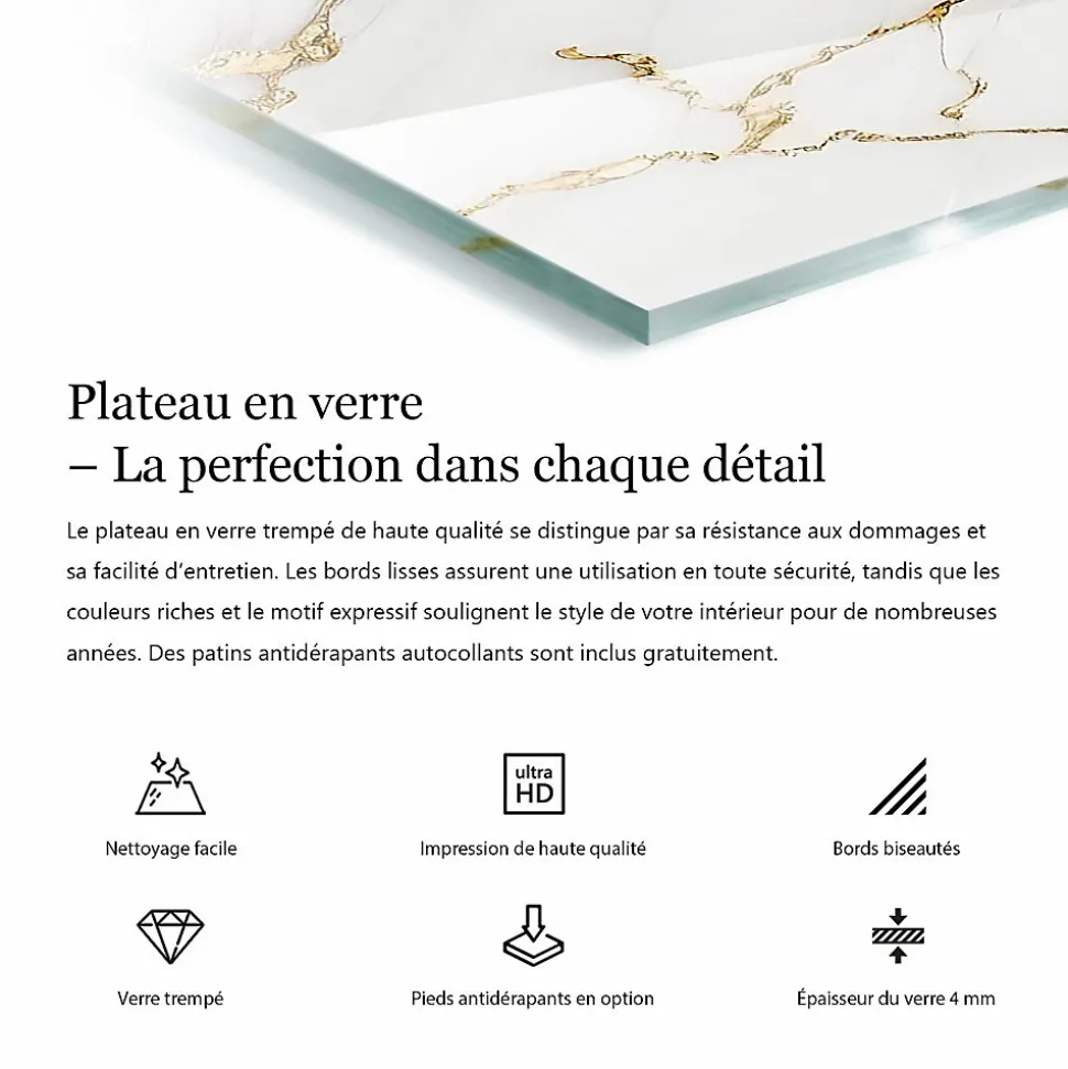 Dessus de table en verre trempé Wallfluent 100x70 cm Motif mosaïque avec ornements