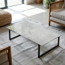 Dessus de table en verre trempé Wallfluent 100x50 cm Texture de béton avec fissures
