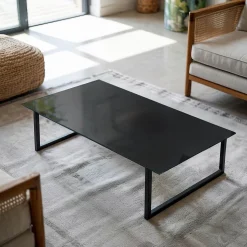 Dessus de table en verre trempé Wallfluent 100x50 cm Couleur noire lisse