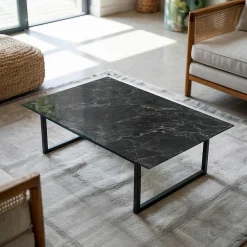 Dessus de table en verre trempé Wallfluent 100x70 cm Motif de marbre veiné