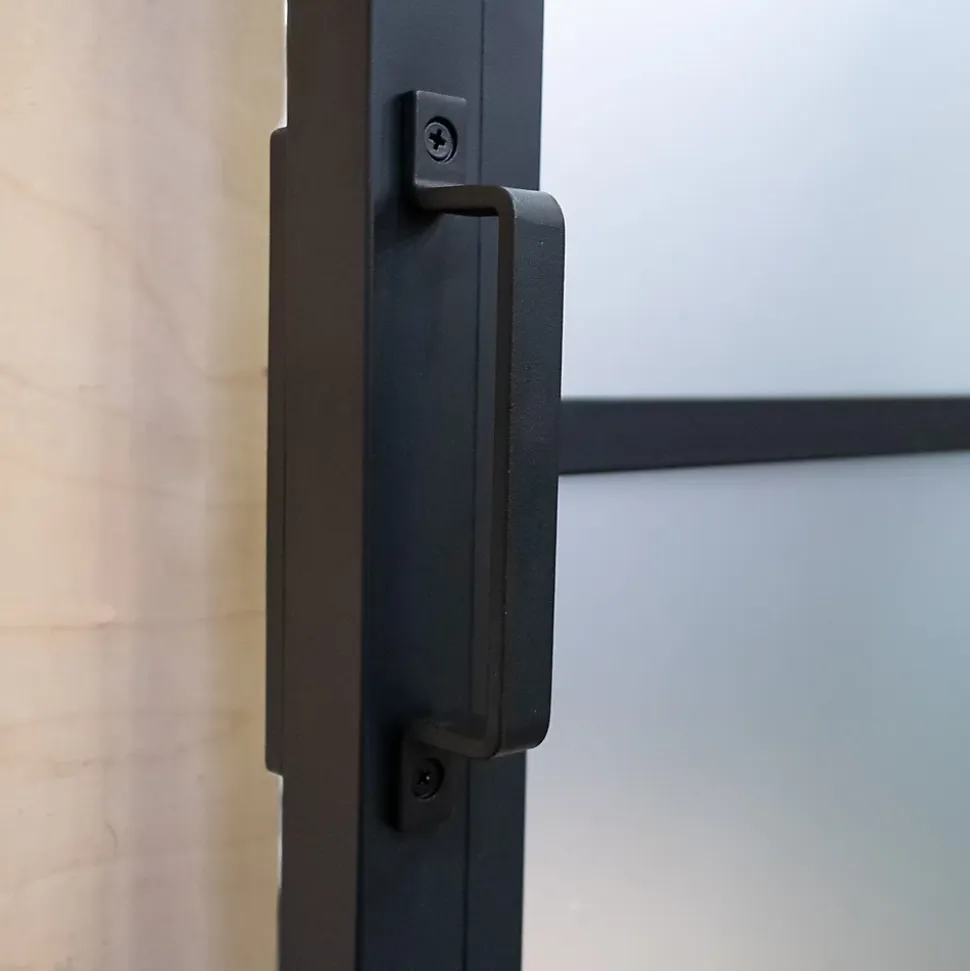 Double porte coulissante complète verre Schulte - 205x220 - Porte vitrée - Satinée - Décor industriel - Noir