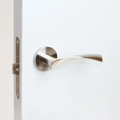 Emuca Jeu de Garniture intérieure de poignée de porte Twist, avec rosace D.50mm, Aluminium, Nickel satiné
