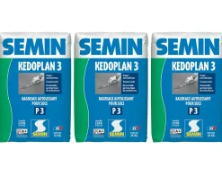 Enduit de Ragréage Autolissant Kedoplan 3 Semin, Sol Intérieur, sac de 25 kg, lot de 3