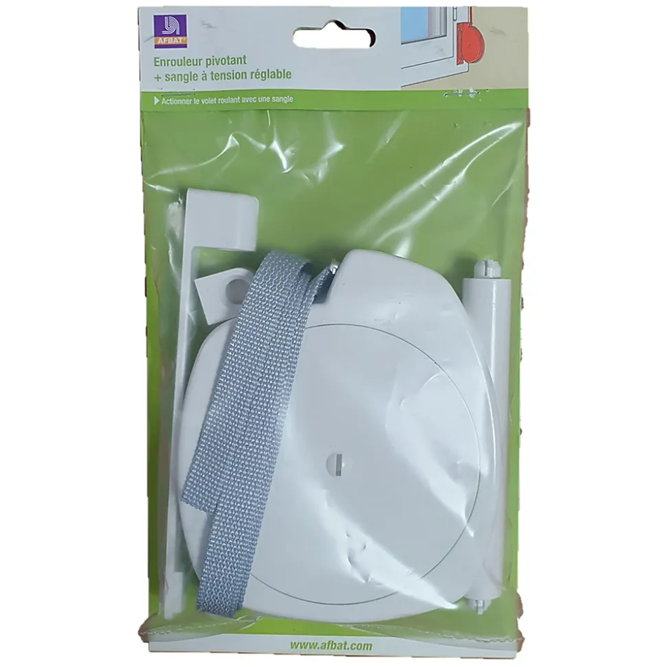 Enrouleur pivot réglable avec sangle pour volet roulant 5,8 m blanc Afbat