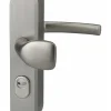 Ensemble de poignées de sécurité palière pour porte d'entrée, béquille et aileron , entr'axes 216mm, anodisé inox - THIRARD