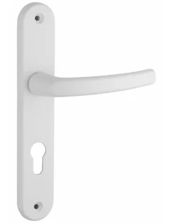 Ensemble de poignées pour porte d'entrée Sultane trou de cylindre, carré 7mm, entr'axes 195mm, blanc - THIRARD