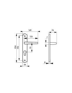 Ensemble de poignées pour porte d'entrée Themis trou de cylindre, carré 7mm, entr'axes 195mm, bois brut - THIRARD