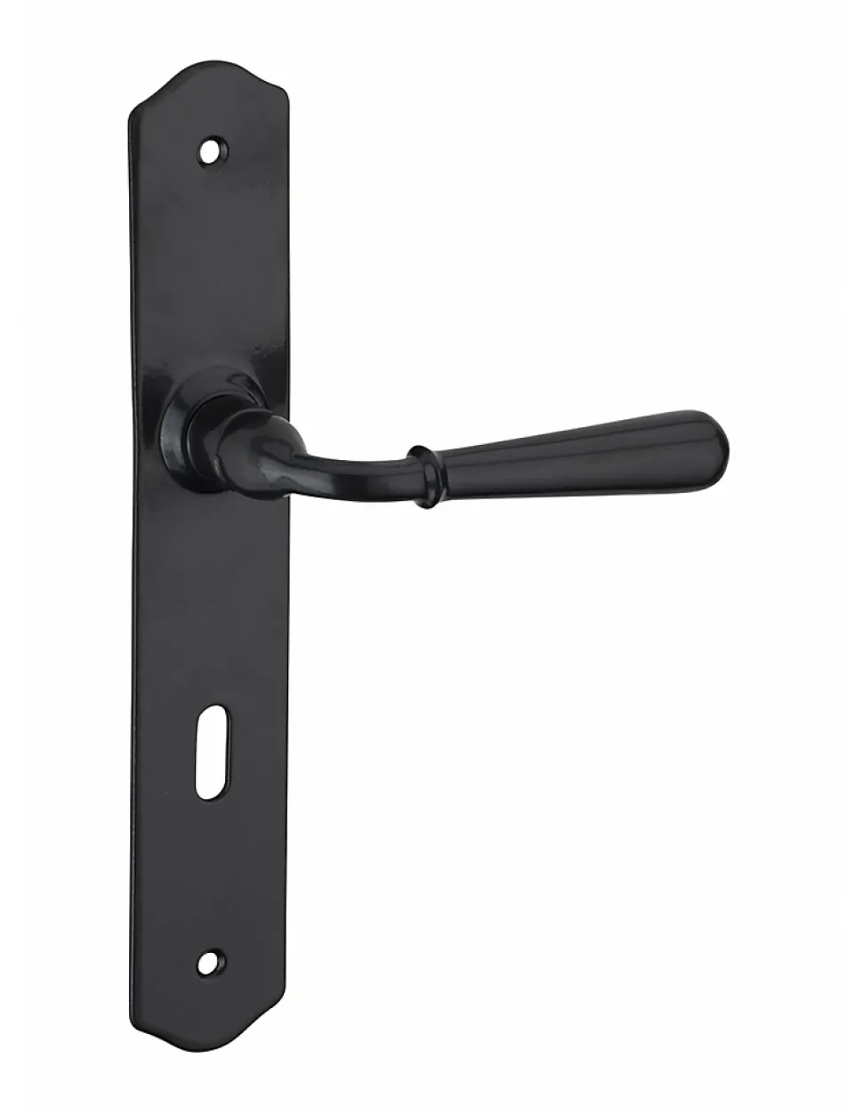 Ensemble de poignées pour porte de chambre Charon trou de clé, carré 7mm, entr'axes 195mm, acier patiné - THIRARD