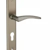 Ensemble de poignées pour porte d'entrée Vesta trou de cylindre, carré 7mm, entr'axes 195mm, nickelé satiné - THIRARD