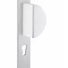 Ensemble de poignées pour porte d'entrée palière Crecy trou de cylindre, carré 7mm, entr'axes 195mm, anodisé argent - THIRARD