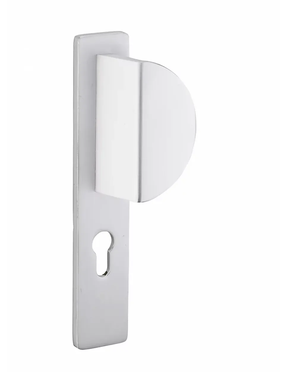 Ensemble de poignées pour porte d'entrée palière Crecy trou de cylindre, carré 7mm, entr'axes 195mm, anodisé argent - THIRARD