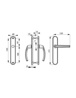 Ensemble de poignées pour porte intérieure Sultane sans trou, carré 7mm, entr'axes 195mm, anthracite - THIRARD