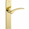 Ensemble de poignées pour porte intérieure Dionysos sans trou, carré 7mm, entr'axes 195mm, laitonné - THIRARD