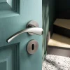 Ensemble poignée sur rosace rond à visser GoodHome Ruis effet nickel satin gris Ø50mm