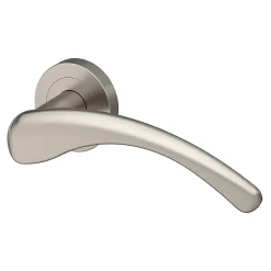 Ensemble poignée sur rosace rond à visser GoodHome Ruis effet nickel satin gris Ø50mm