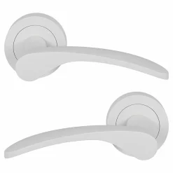Ensemble poignée sur rosace rond à visser GoodHome Beare mat blanc Ø50mm