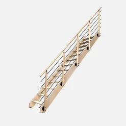 Escalier bois hêtre droit avec garde-corps, Nostra KORDO
