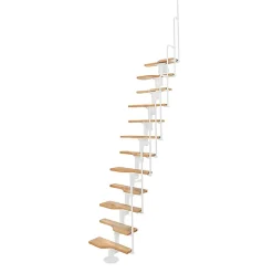 Escalier droit 10 marches - Hauteur à franchir 1.89 à 2.49m - Blanc et hêtre - TWISTER60-I-BH-10