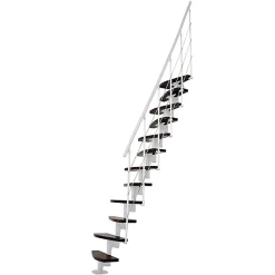 Escalier droit 10 marches - Hauteur à franchir 1.89 à 2.49m- Largeur 65cm - Structure blanche et marche noyer - NIZZA60/I/SBMNO-10