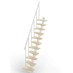 Escalier droit 11 marches - Hauteur à franchir de 2.40 à 2.84m - Largeur 60cm - Couleur bois et blanc - SMALL60/I-SBNAT-11