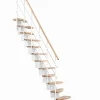 Escalier droit 9 marches - Hauteur à franchir 1.90 à 2.06m - Largeur 65cm - Structure blanche et marche hêtre - QUATR65/I-BB-9